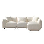 Walker Edison | Minimalist Sherpa 3-Seater Modular Cloud Couch with Ottoman Thumbnail