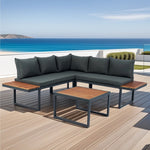 Walker Edison | Steel 4 Piece L-Shaped Patio Sectional Sofa Set Thumbnail