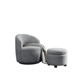 Walker Edison | Swivel Barrel Accent Chair with Ottoman Thumbnail