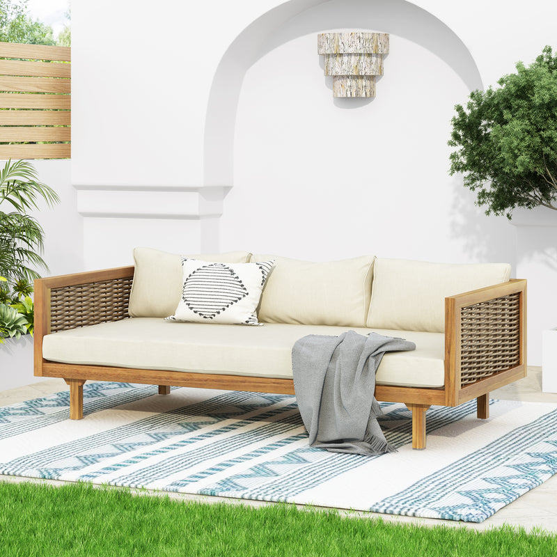 Walker Edison | Outdoor Teak Wood Daybed Sofa