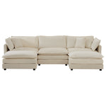 Walker Edison | Chenille Modular Cloud U-Shaped Sectional Sofa with Two Ottomans Thumbnail