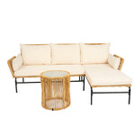 Walker Edison | Wicker 3 Pieces Outdoor Sectional Chat Set Thumbnail