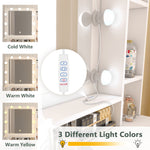 Walker Edison | White Makeup Vanity Desk with Mirror and Lights Thumbnail