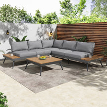Outdoor Patio Sectional Sofa with Cushions & Table Set