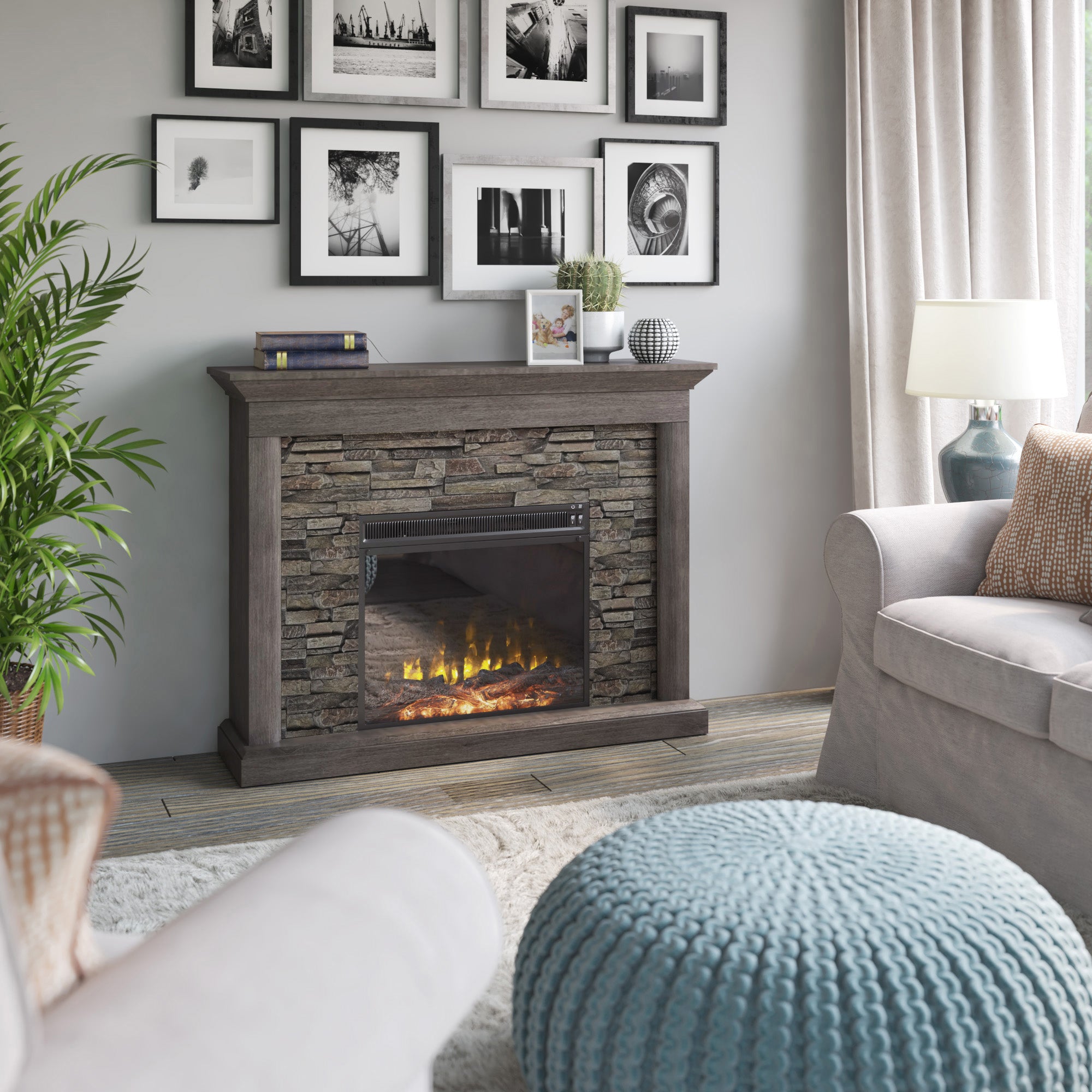 Walkers Edison Electric Fireplace Mantel - Thumbnail 5