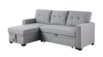 Walker Edison | Linen Pull Out Sectional Sofa with Storage Chaise Thumbnail