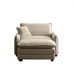 Walker Edison | Cloud Deep Sofa Chair With Ottoman Thumbnail