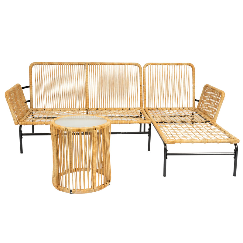 Walker Edison | 3 Piece Outdoor Patio Sectional Wicker Set