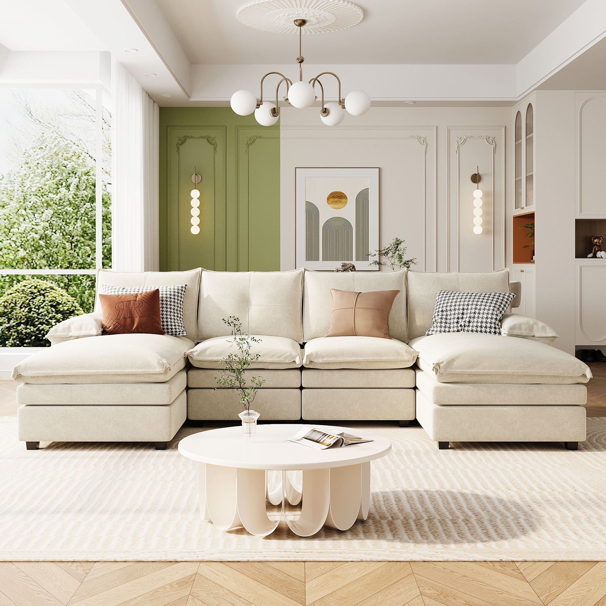 Walker Edison Chenille Sectional Sofa - Thumbnail 4