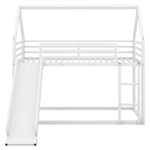 Walker Edison | Twin over Twin House Bunk Bed with Ladder and Slide Thumbnail