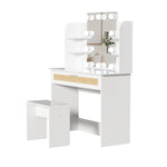 Walker Edison | Rattan Vanity Desk Set with Stool Thumbnail