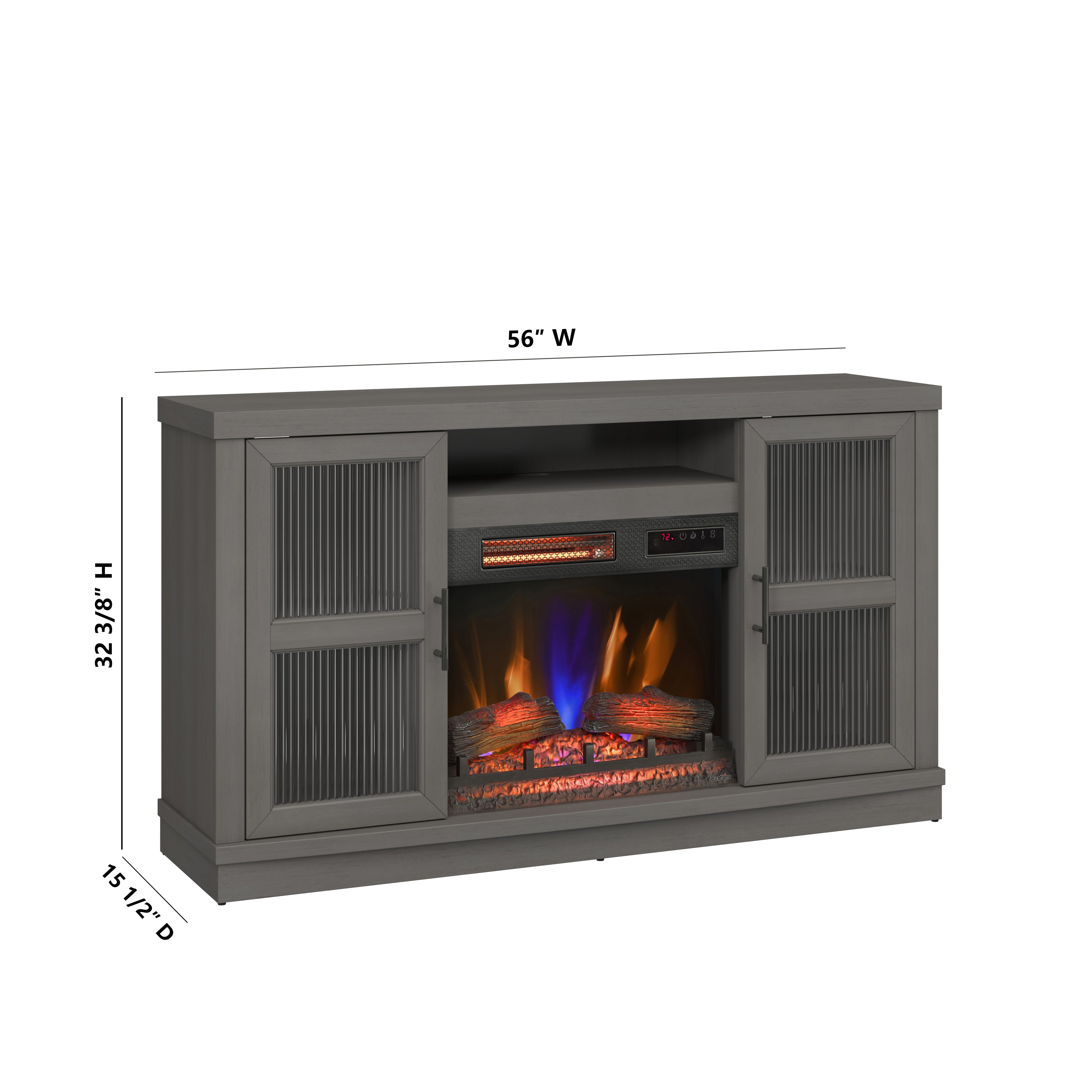 duraflame® Reeded Glass Door Electric Fireplace TV Stand Media