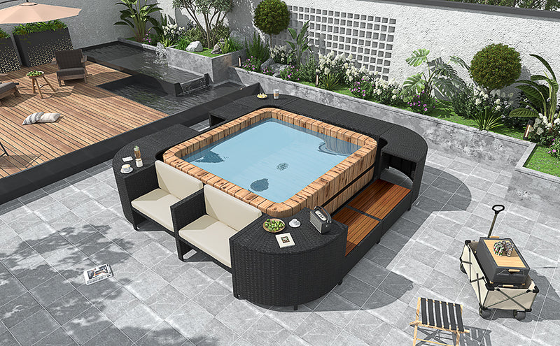 Walker Edison | Outdoor Wicker Spa Surround Frame