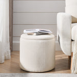 Walker Edison | Chenille 2-Piece Set Round Storage Ottomans Thumbnail