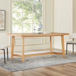 Nash Modern Farmhouse Rustic Solid Oak Wood Rectangular Dining Table Thumbnail