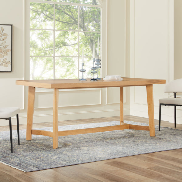 Nash Modern Farmhouse Rustic Solid Oak Wood Rectangular Dining Table