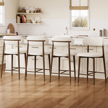 Mid-Century Modern Upholstered Bar Counter Height Stools Set of 4