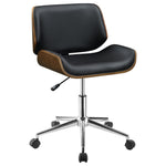 Walker Edison | Faux Leather with Wood Swivel Office Chair Thumbnail