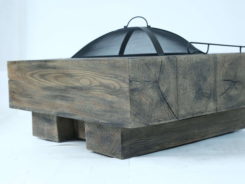 Walker Edison | Fire Pit with Wood Grain Design