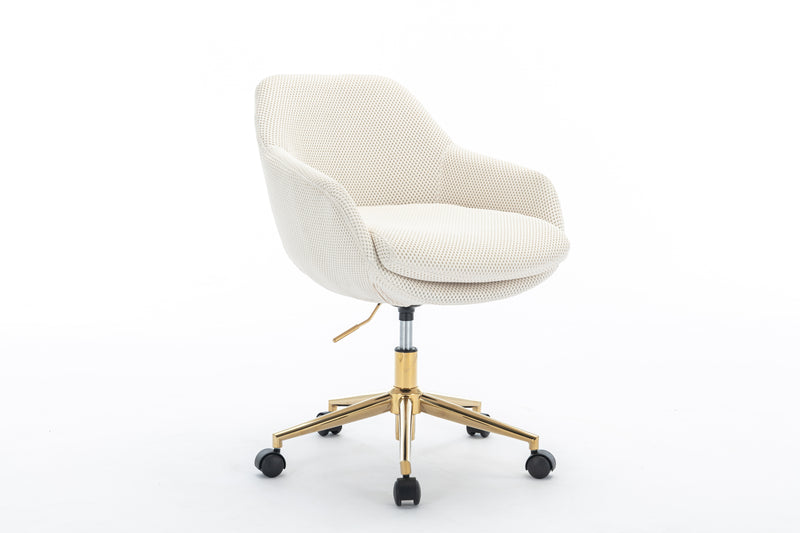 Walker Edison | Mesh Fabric Home Office 360°Swivel Chair with Gold Metal Base