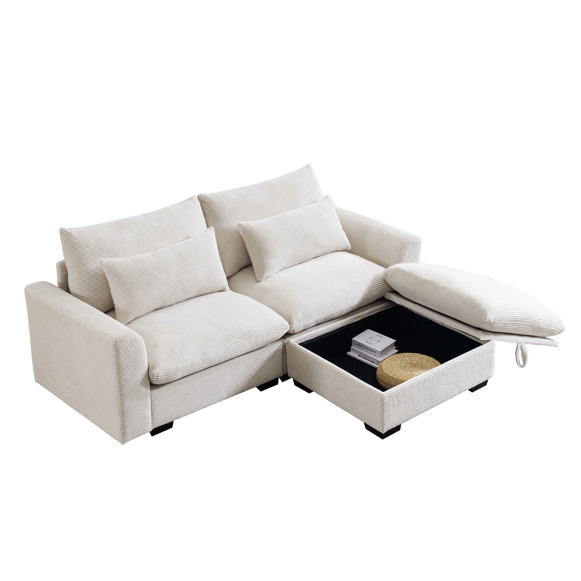 Walker Edison Corduroy Cloud Loveseat - Thumbnail 5