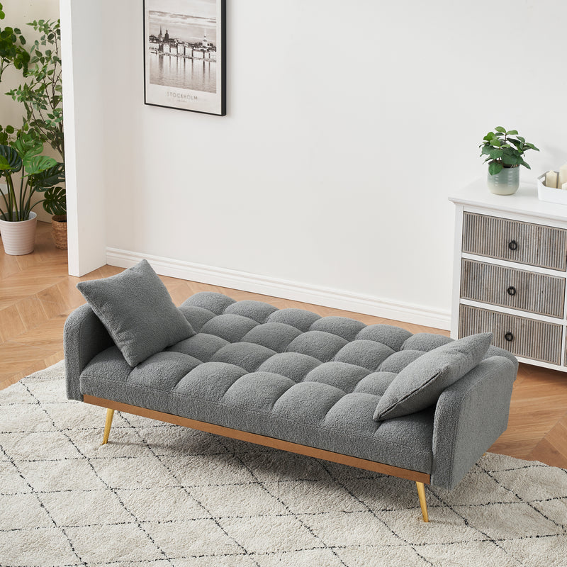 Walker Edison | Teddy Fleece Grey Sofa Bed 69" Grey