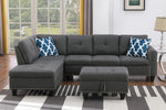 Walker Edison | Classic Modern 98" Left Hand Facing Sofa & Chaise with Ottoman Thumbnail