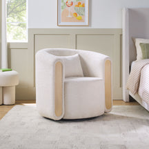 Chantelle Modern Boucle Upholstered Fully Assembled Swivel Barrel Accent Chair