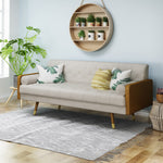 Walker Edison | Linen Aidan Sofa with Wood Accents Thumbnail