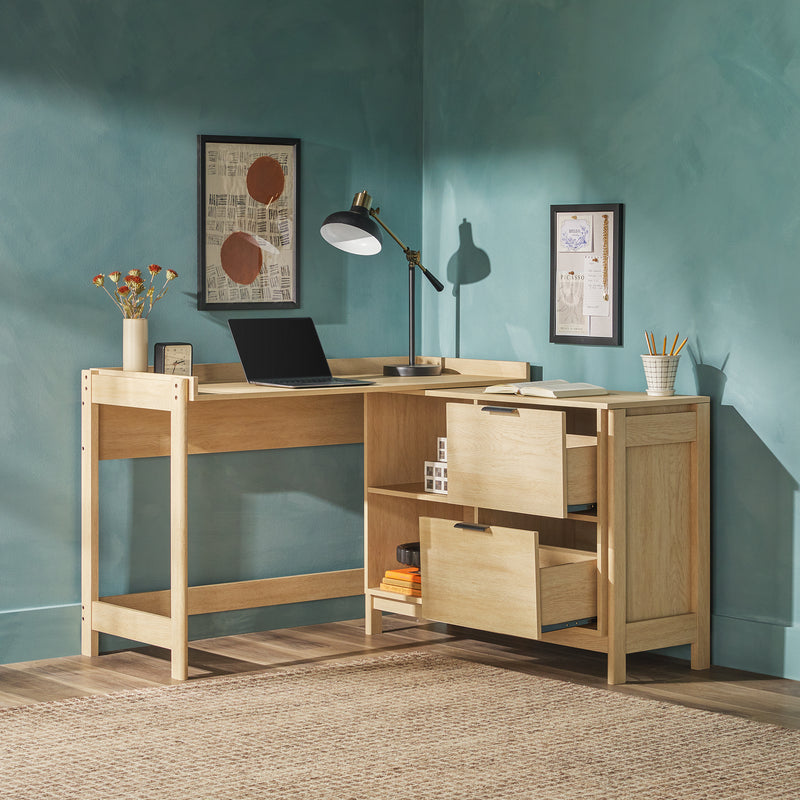 Holmes Modern L-Shaped Desk with Drawer Storage