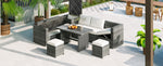 Walker Edison | Outdoor 6-Piece Wicker Storage Sofa Set Thumbnail