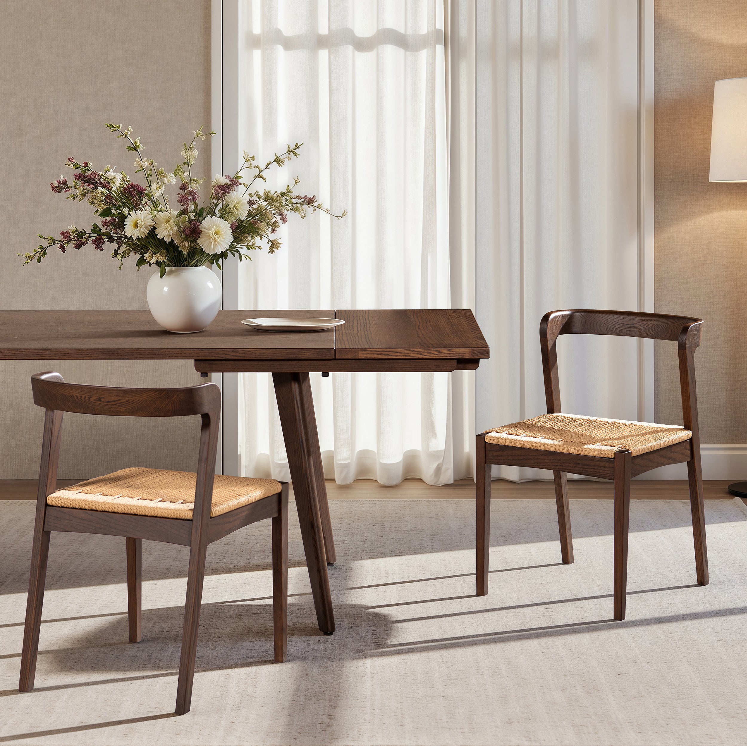 Capri Woven Seat Oak Wood Dining Chair – Walker Edison