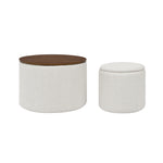 Walker Edison | Chenille 2-Piece Set Round Storage Ottomans Thumbnail