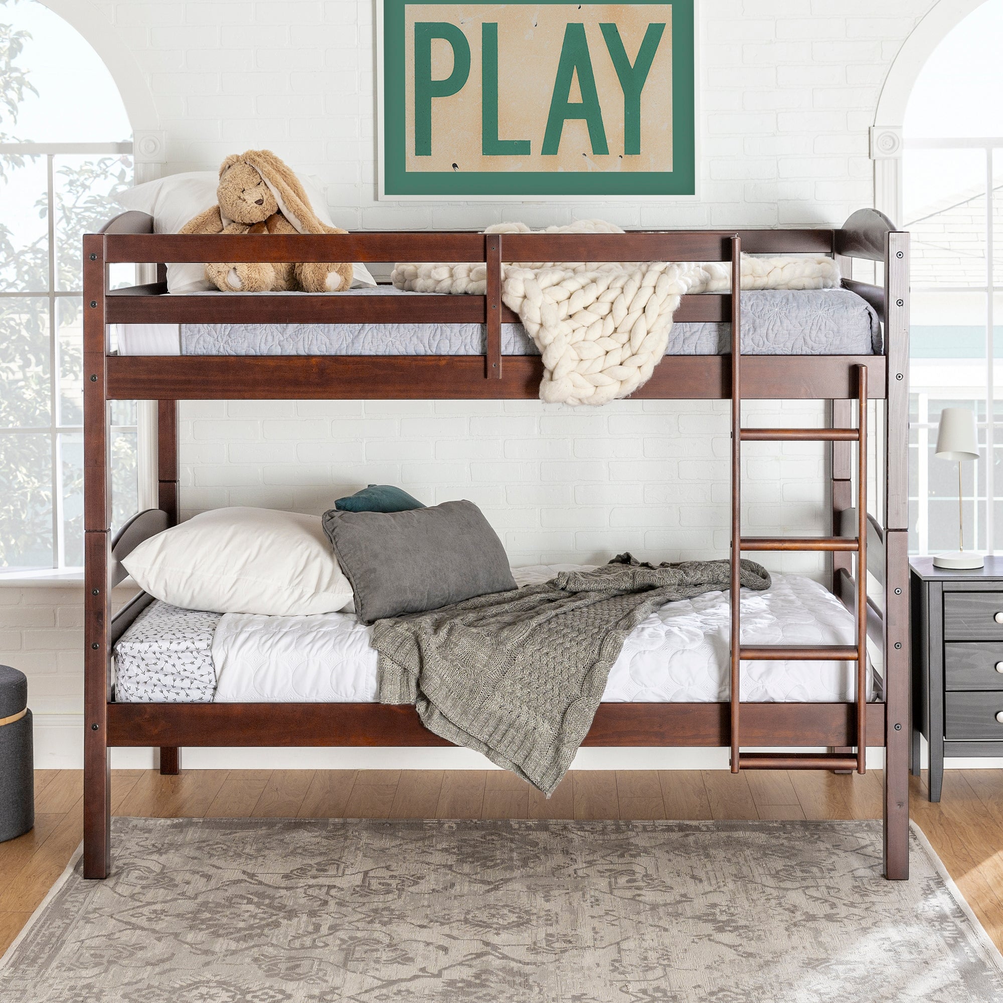 Carolina Transitional Solid Wood Twin-over-Twin Bunk Bed – Walker Edison