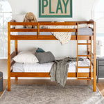 Transitional Solid Wood Twin-over-Twin Bunk Bed Frame Living Room Walker Edison  Thumbnail