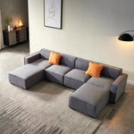 Walker Edison | U-Shape Sectional Linen Modular Couch Thumbnail