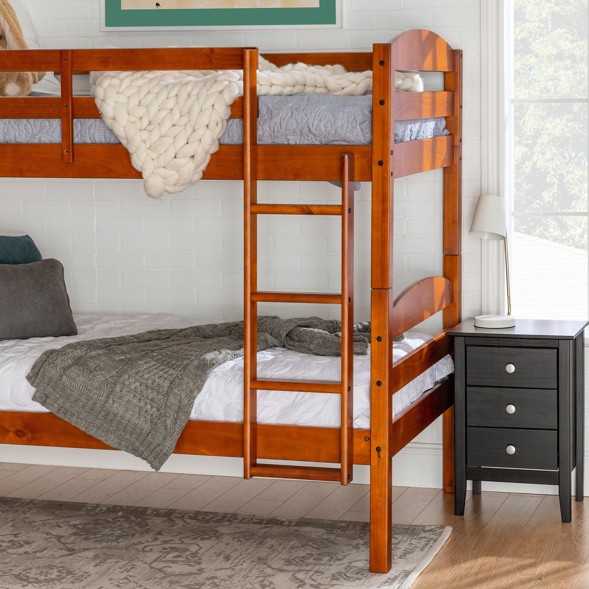 Carolina Transitional Solid Wood Twin-over-Twin Bunk Bed – Walker Edison