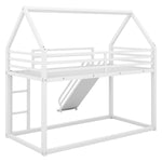 Walker Edison | Twin over Twin House Bunk Bed with Ladder and Slide Thumbnail