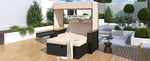 Walker Edison | Outdoor Patio 2-Piece Rattan Chairs and Bench Roof Set Thumbnail