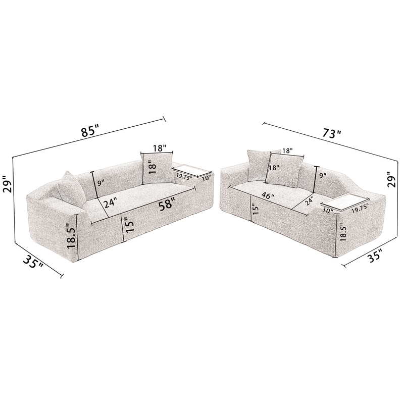 Walker Edison | Boucle Cloud Sofa Set