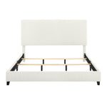 Walker Edison | King Size White Boucle Upholstered Platform Bed Thumbnail