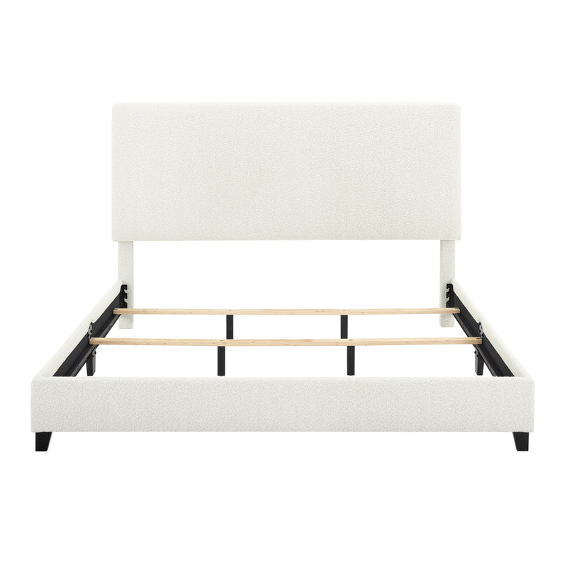 Walker Edison | King Size White Boucle Upholstered Platform Bed