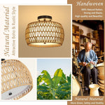 Walker Edison | Boho Rattan Flush Mount Ceiling Light Thumbnail