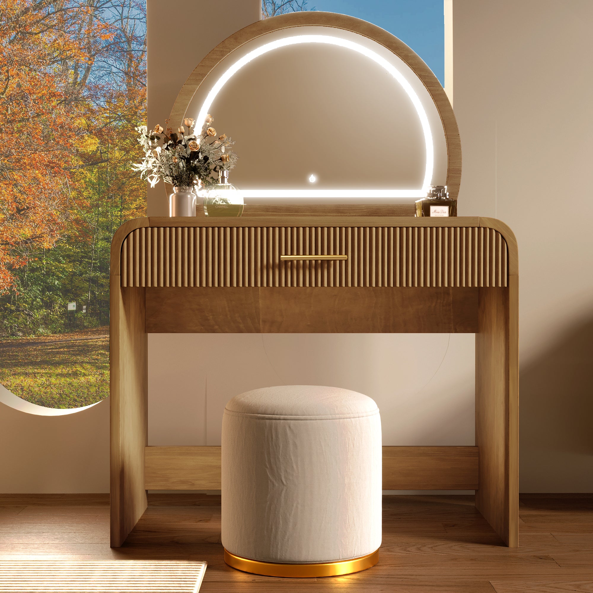 Modern Reeded Curve Design Makeup Van...