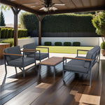 Walker Edison | 4 Piece Outdoor Sofa Chat Set Thumbnail