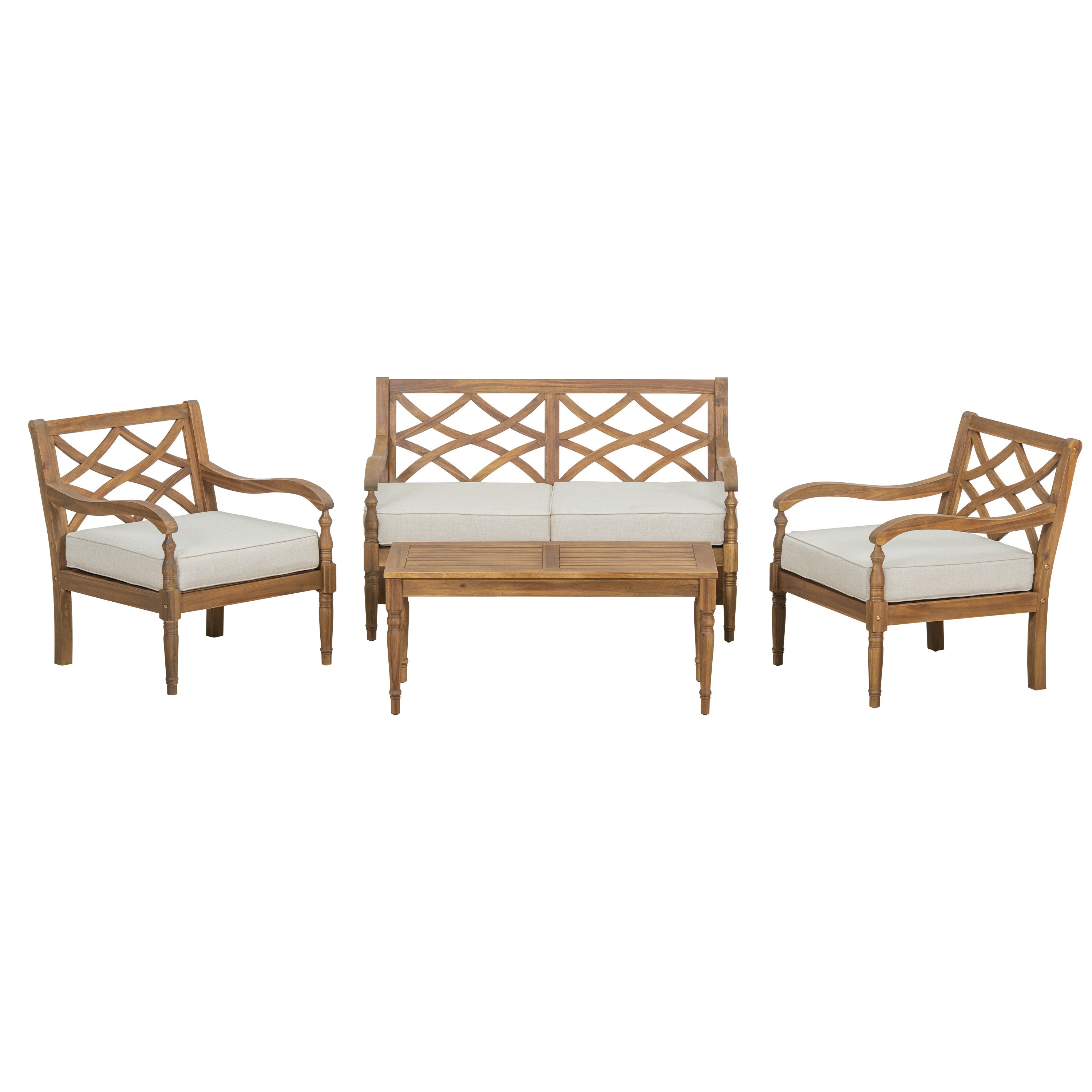 Walker Edison Acacia Wood Patio Sofa