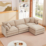 Walker Edison | Cloud Modular Sectional Sofa with Ottoman Thumbnail