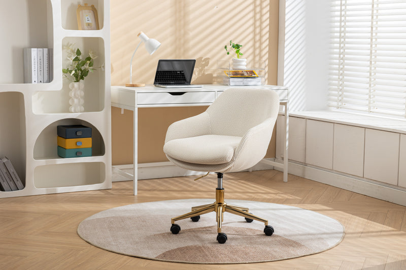 Walker Edison | Mesh Fabric Home Office 360°Swivel Chair with Gold Metal Base