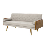 Walker Edison | Linen Aidan Sofa with Wood Accents Thumbnail