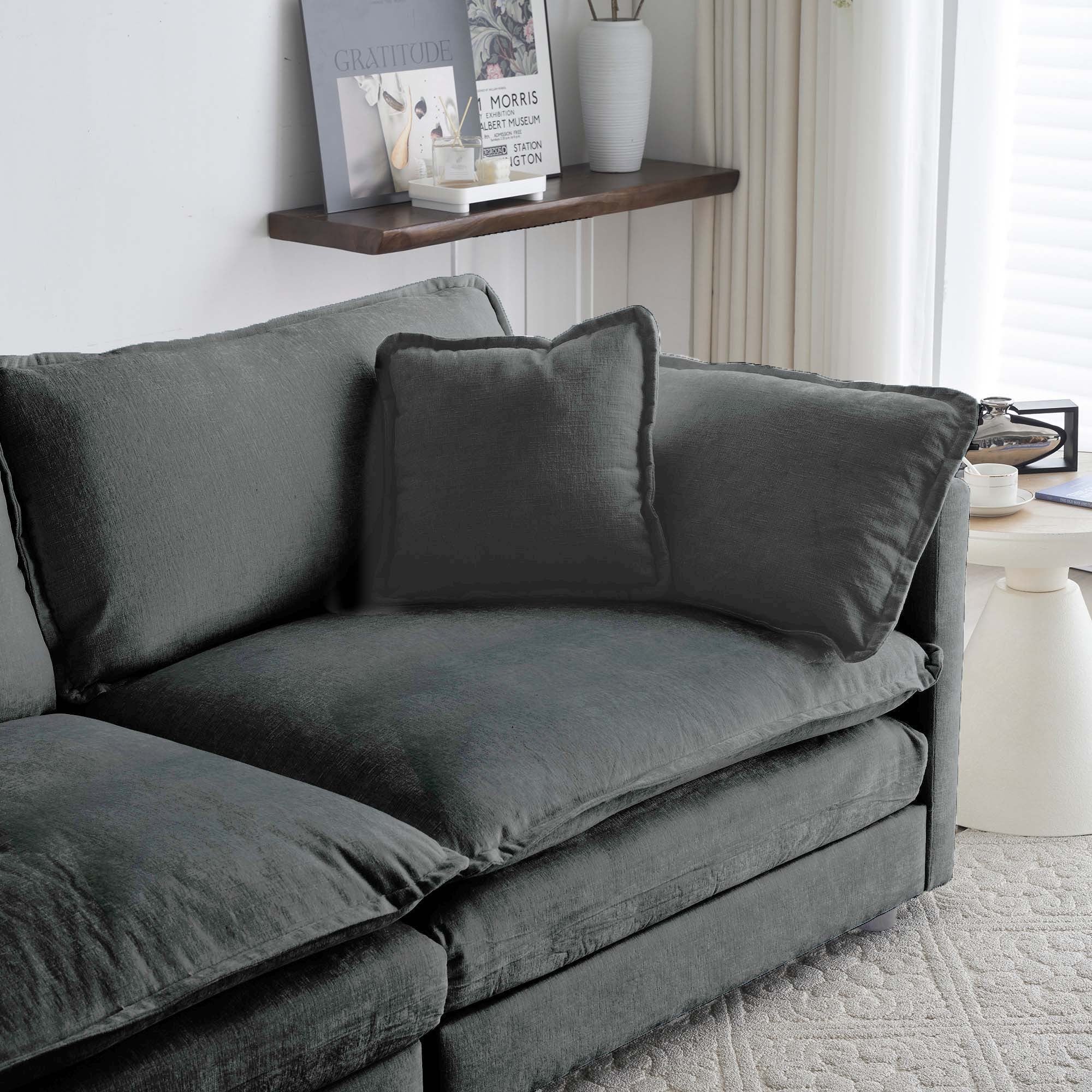 Walker Edison Comfy Cloud Sectional Sofa - Thumbnail 3
